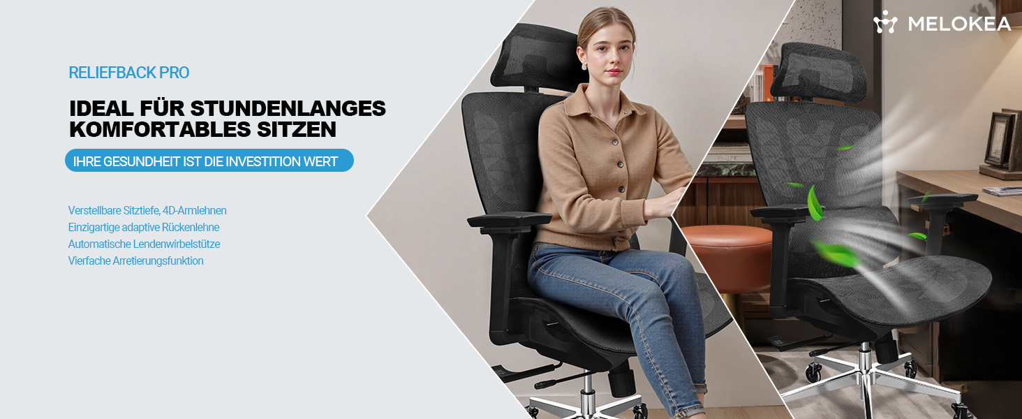 Ергономічне крісло для офісу, 4D підлокітники, регульована глибина сидіння, 4-рівневий нахил, гумові колеса, сітчаста сидіння, висока спинка, для великих людей, Homeoffice & Gaming, чорне ергономічне крісло з сітчастою подушкою сидіння