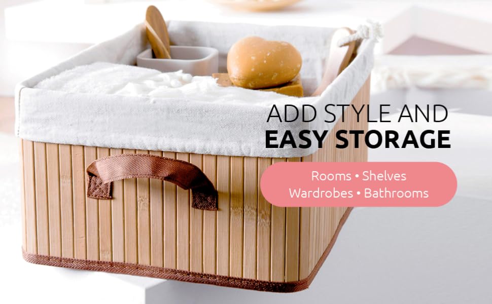 Бамбуковий кошик для білизни знімним мішком - стильний органайзер для ванної, спальні або пральні, декоративне зберігання в стилі SPA (природний, прямокутний)
