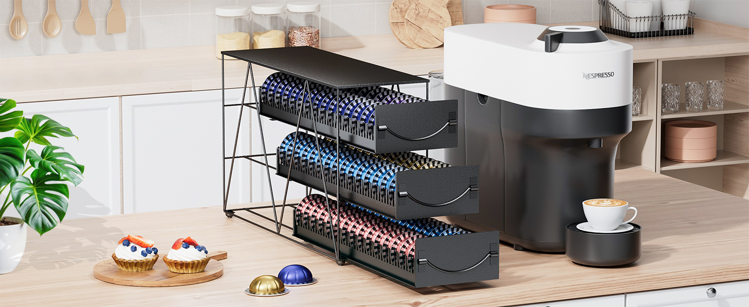 Тримач для капсул Vertuo/Nespresso (90 шт.) - металевий, чорний