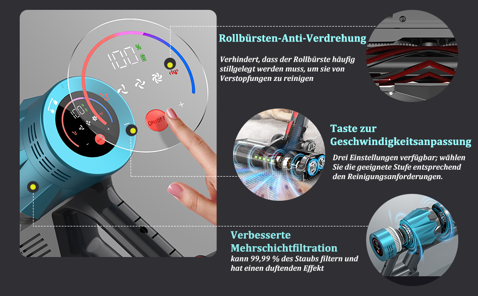 Bergxperten Orizom: Акумуляторний пилосос з автоматичним визначенням пилу, 60 хв роботи, без мішка, для килимів, твердих підлог та шерсті тварин, 550 Вт, оранжевий