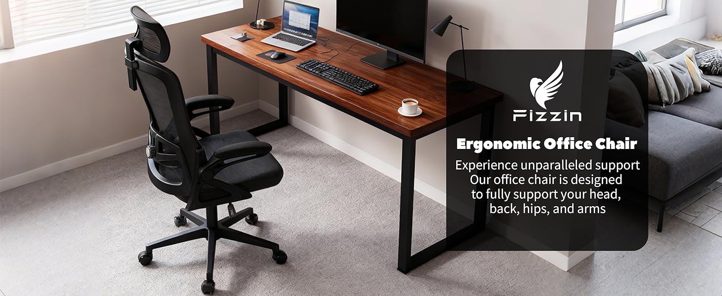Ергономічне крісло для офісу Fizzin, комп'ютерне крісло з регульованою поперековою підтримкою, дихаюча сітчаста спинка, посилене сидіння, зручне крісло для дому та офісу (Рожевий) (Чорний)
