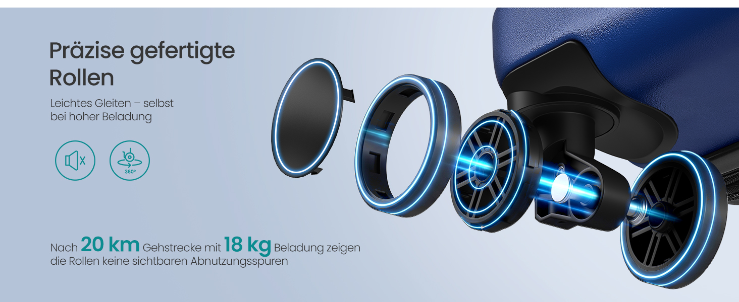 Валіза для подорожей SONGMICS XL 65 см, розширена, жорсткий корпус ABS, TSA-замок, 4 подвійних колеса, Hafenblau (RP002C101)