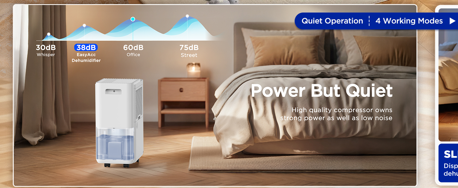 EasyAcc Електричний осушувач повітря 1200мл, 18л/день, тихий, портативний, з автовимкненням та режимом сну для дому та офісу (білий)