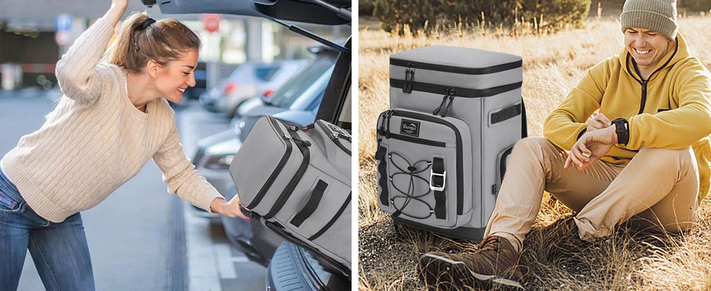 Рюкзак-холодильник 30L, водовідштовхуючий, для пікніків, пляжу, кемпінгу, відпочинку на природі (зелений/сірий)