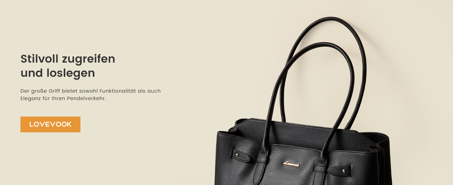 LOVEVOOK Сумка для ноутбука 15.6 дюймів, жіноча, велика, торбинка-шопер, шкіряна, водонепроникна, для роботи, навчання, офісу, універсальна, коричнева