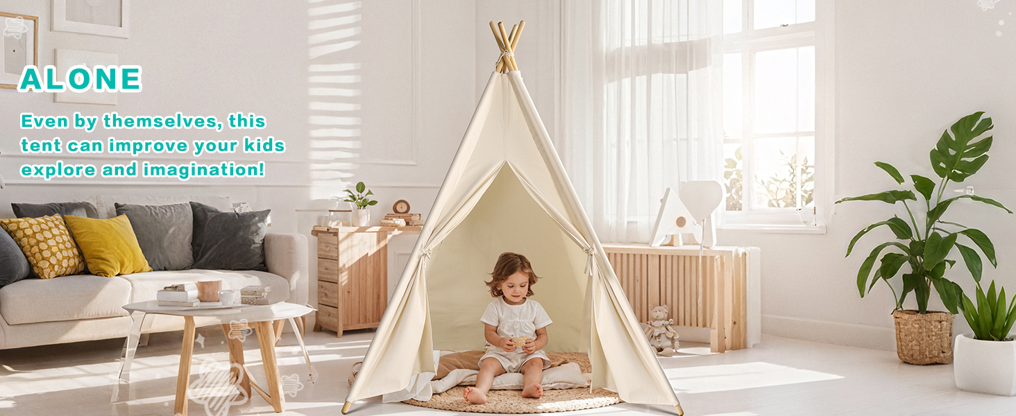Дитяче намет Wilwolfer Tipi: намет-типі, ігровий будиночок для дітей, сумка для зберігання, полотняний намет для гри в приміщенні та на вулиці