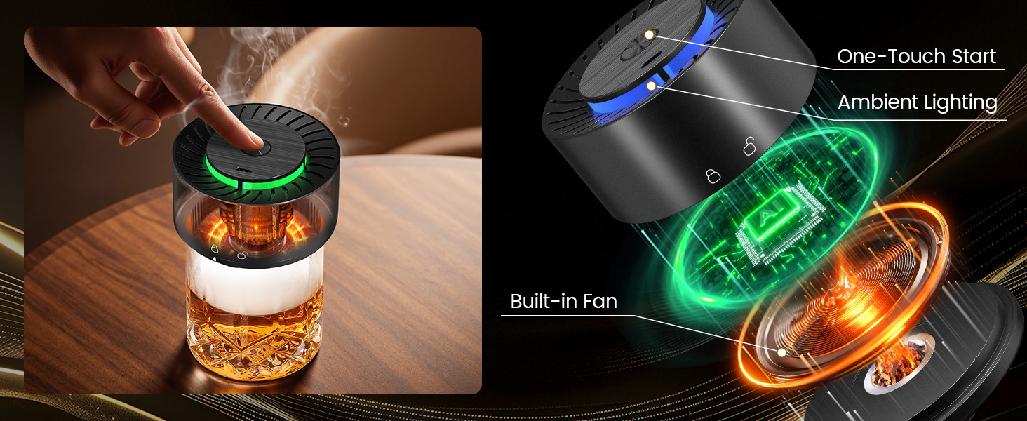 Набір для копчення коктейлів віскі: 6 смаків тирси, 2 склянки, форми для льоду, для віскі Old Fashioned, подарунок для чоловіків