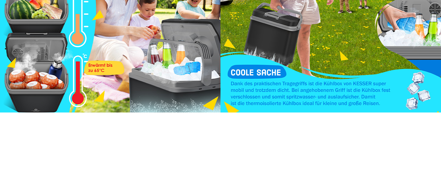 Автомобільний термобокс KESSER 24л: Охолоджує та нагріває (12/230V) для авто, човна, кемпінгу. Міні-холодильник з режимами ECO/MAX, чорний