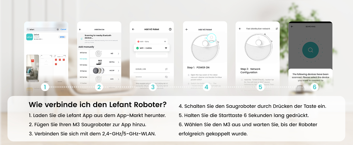 Робот-пилосос Lefant M3 з функцією миття, 12000Pa, LiDAR-навігація, білий