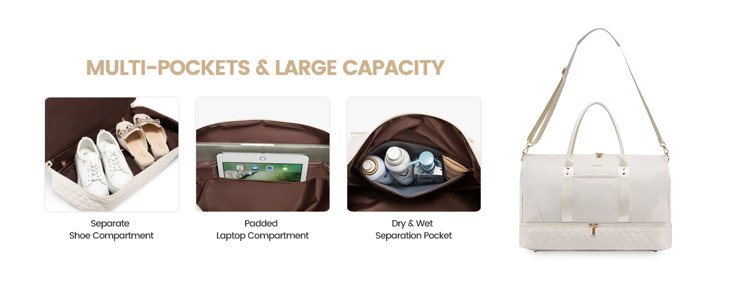 Сумка-мішок LOVEVOOK для жінок, 40л, 2 шт. (бежевий & хакі), з відділенням для взуття та мокрих речей, для подорожей, спортзалу, Gym, Yoga, ручна поклажа