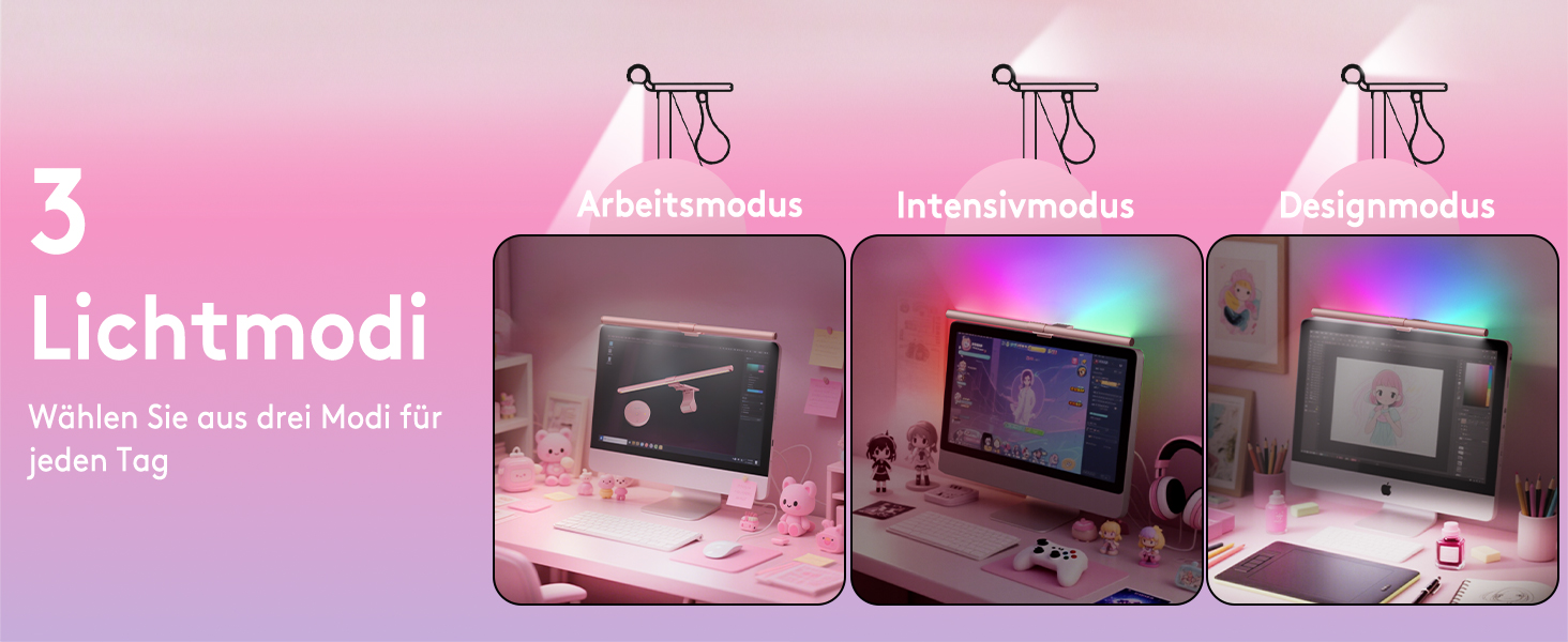 RGB-лампа для монітора Quntis 51 см з підсвічуванням, пультом керування, 15 режимів, для геймінгу, USB, для ПК, офісу