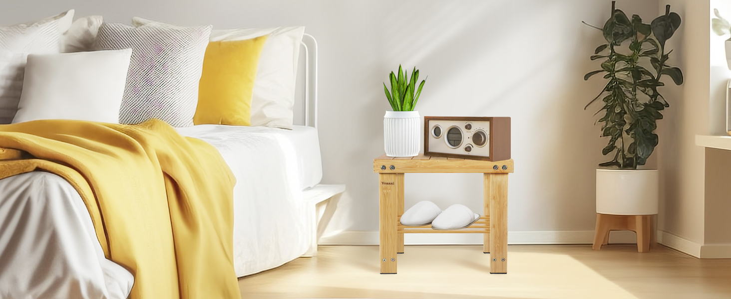 Вінтажний бамбуковий пуф-табурет - 27x23x25 см. Міцний, антиковзний, для дітей, як журнальний столик, підставка для квітів