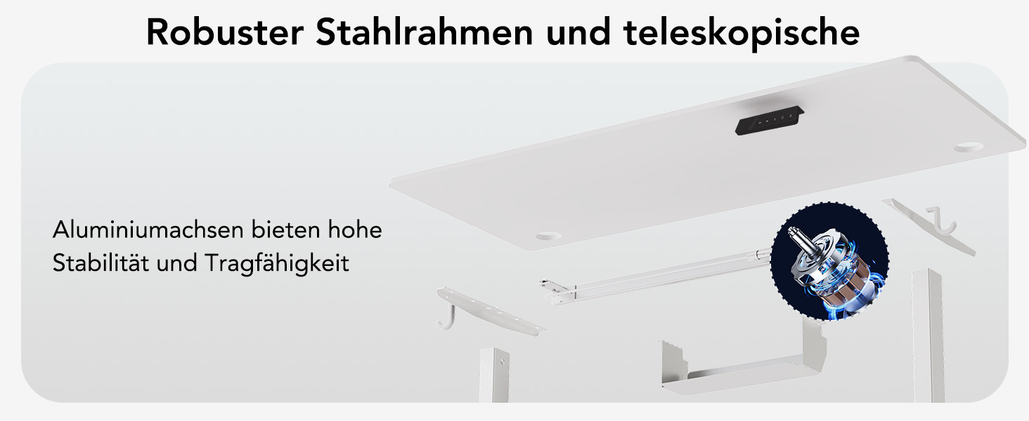 Електричний стіл з регулюванням висоти 60x110 см, з пам'яттю та захистом від зіткнень, для офісу, дому та геймінгу (білий)