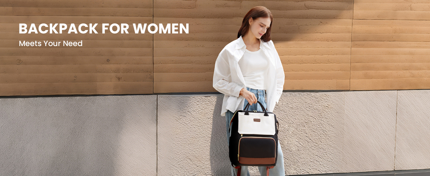 LOVEVOOK Рюкзак для жінок 15.6 дюймів, рюкзак для школи, підлітки, велика кишеня для пляшки, елегантний рюкзак для подорожей, сумка для навчання, універсальна шкільна сумка, водонепроникний рюкзак для роботи, подорожей, навчання, 15.6 дюймів, бежевий, чорний, коричневий