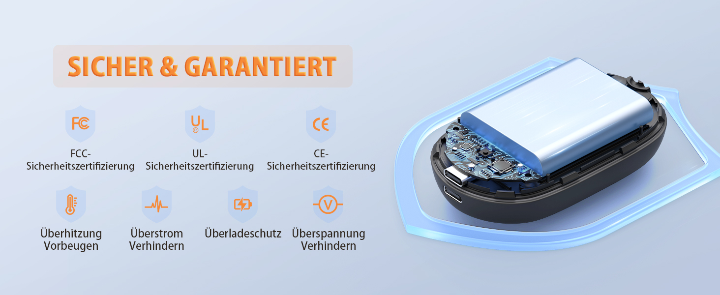 Електричні грілки для рук 2 шт. 5000 mAh, роздільні, з магнітом, швидкий нагрів, багаторазові з шнурком, ультракомпактні для активного відпочинку взимку