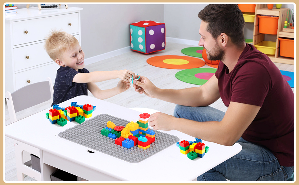 Дитячий стіл зі стільцями, ігровий стіл для дітей з місцем для зберігання. Набір меблів для дитячої кімнати (Сірий)