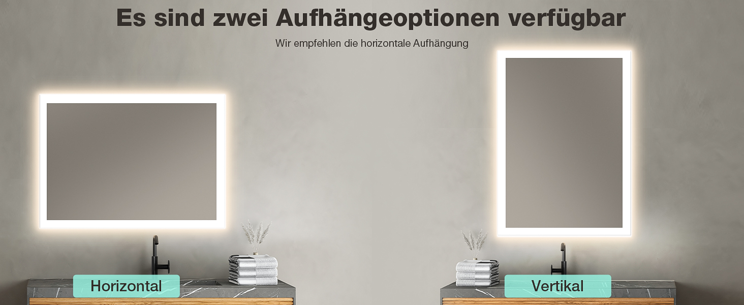 Дзеркало для ванної кімнати GIMBELEN з підсвічуванням LED, антизапар, 2 кольори світла (3000K/6500K), функція пам'яті, прямокутна форма, 50 x 70 см