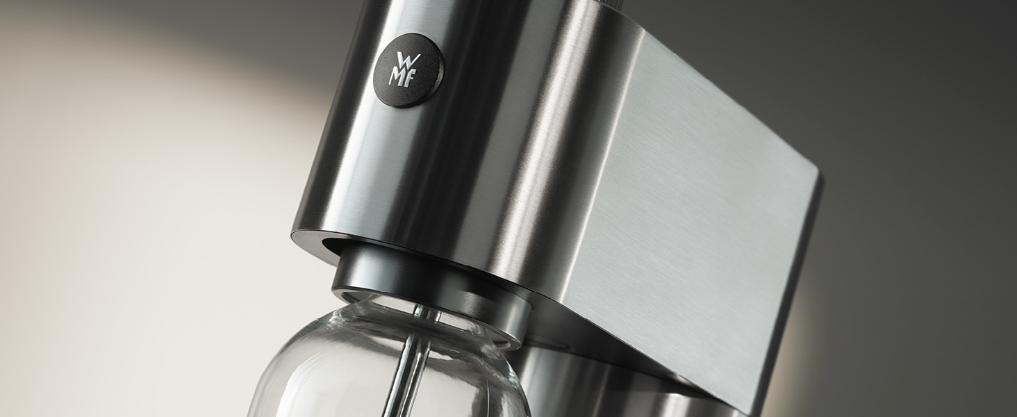 Автоматичний сифон для води WMF Element One зі сталі, газифікатор води з 3 рівнями насичення, сріблястий