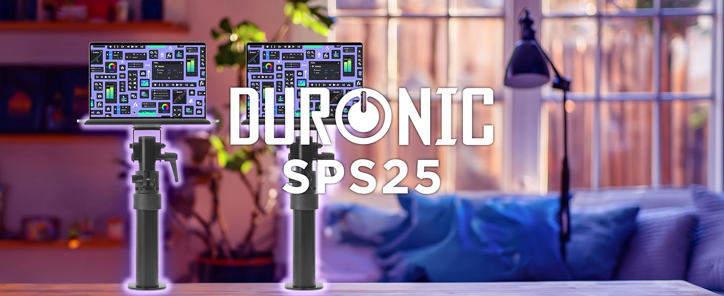 Стійки для колонок Duronic SPS25 універсальні настільні, регульовані по висоті, поворотні, з нахилом - для сателітів, домашнього кінотеатру, студії звукозапису, Hi-Fi