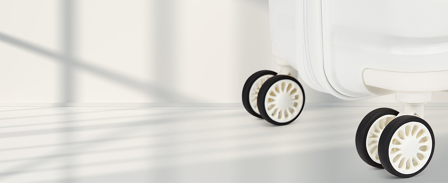 Валіза-тележка KONO, велика, легка, з жорстким корпусом, TSA-замок, 4 колеса (біла, XL)