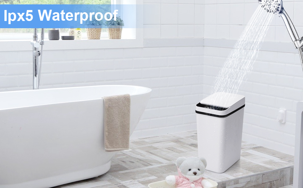 Чорний автоматичний смітник 8L з датчиком - для ванної кімнати, кухні, безшумний, сенсорний, вологостійкий