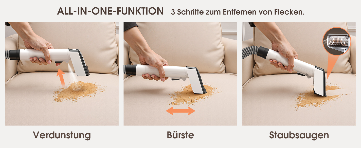 Наклепник для килимів та меблів 450W з потужністю всмоктування 13500Pa, білий. Ідеально для килимів, диванів, меблів, сходи, автомобіля та виведення плям. Великий бак та довгий кабель.