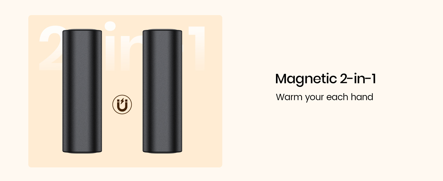 Електричний грілка для рук Warmco 2 шт., 10000mAh, USB Powerbank, 3 рівні нагріву, для чоловіків та жінок, Outdoor, Гольф, кемпінг, чорний