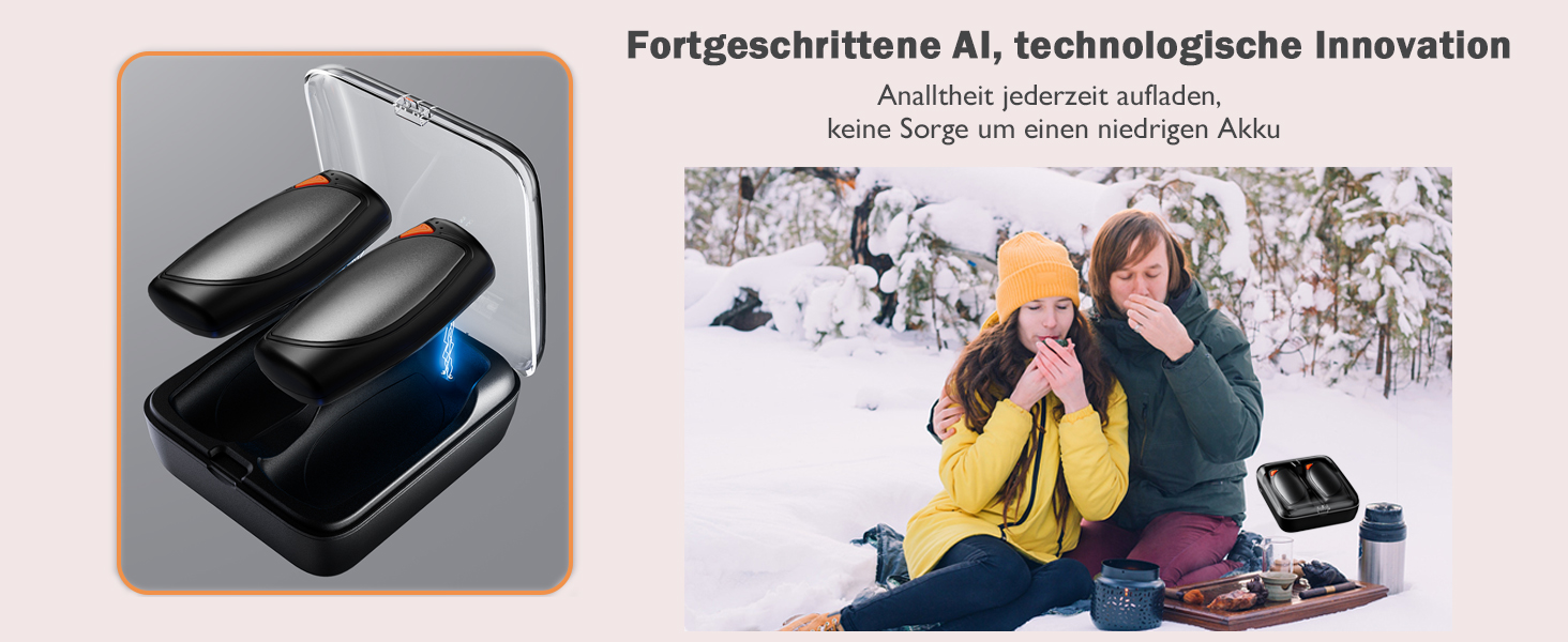 Електричні грілки для рук COTOP, набір 2 шт. з зарядним кейсом 14000 mAh, 3 режими нагріву до 56°C, для катання на лижах, кемпінгу, чорного кольору