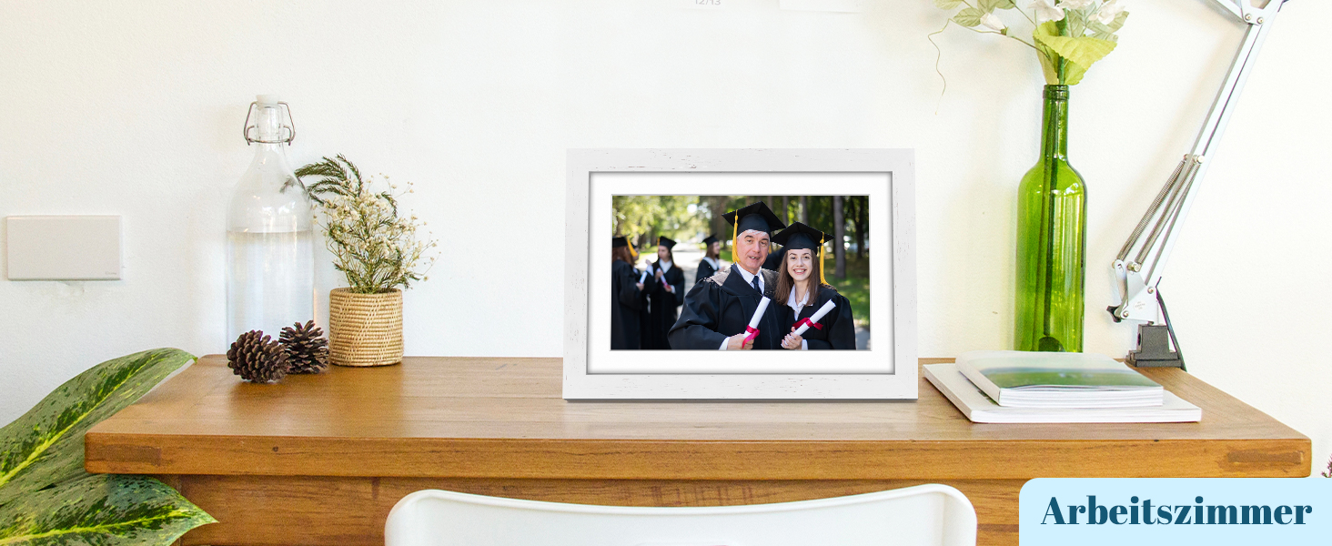 Цифровий фоторамка Eptusmey 10.1 дюймів з Wi-Fi, дуб, 32GB, IPS Touchscreen, відтворення фото/відео через Uhale APP, подарунок для чоловіків та жінок, білий