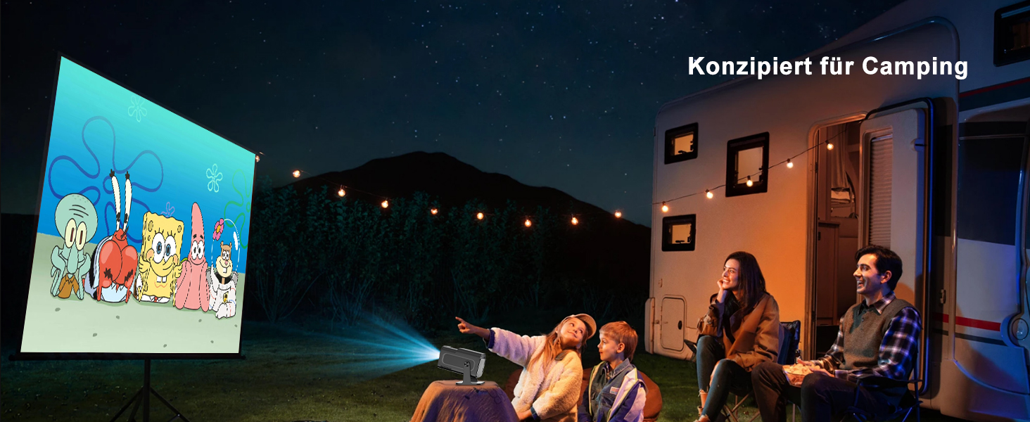 Beamer 4K HY260pro: Міні проєктор для дому та вулиці з WiFi 6, Bluetooth 5.4, Android TV, 180° обертання, 18000 люмен, 5W динамік