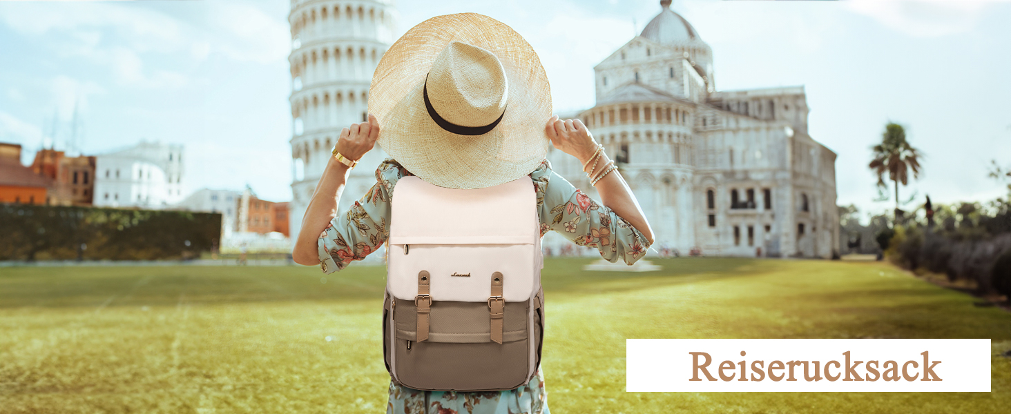 Жіночий рюкзак LOVEVOOK 15.6 дюймів: водонепроникний, для ноутбука, універсальний, для роботи, навчання, подорожей, бежевий/коричневий