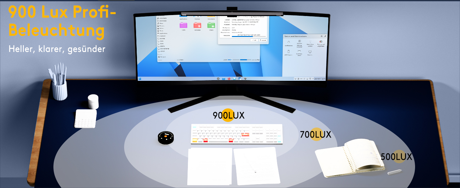 LED-лампа для монітора Quntis з радаром, авто вмикання/вимикання, пультом ДУ, 52 см, регулювання кольору та яскравості, таймер, захист від синього світла, USB-лампа для ПК