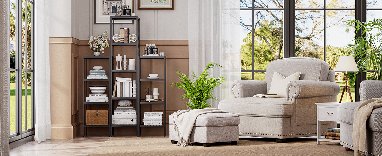 SMIBUY Поличка для ванної кімнати, 5 ярусів, бамбукова поличка, органайзер, багатофункціональна поличка для вітальні, спальні, кухні (Чорний)