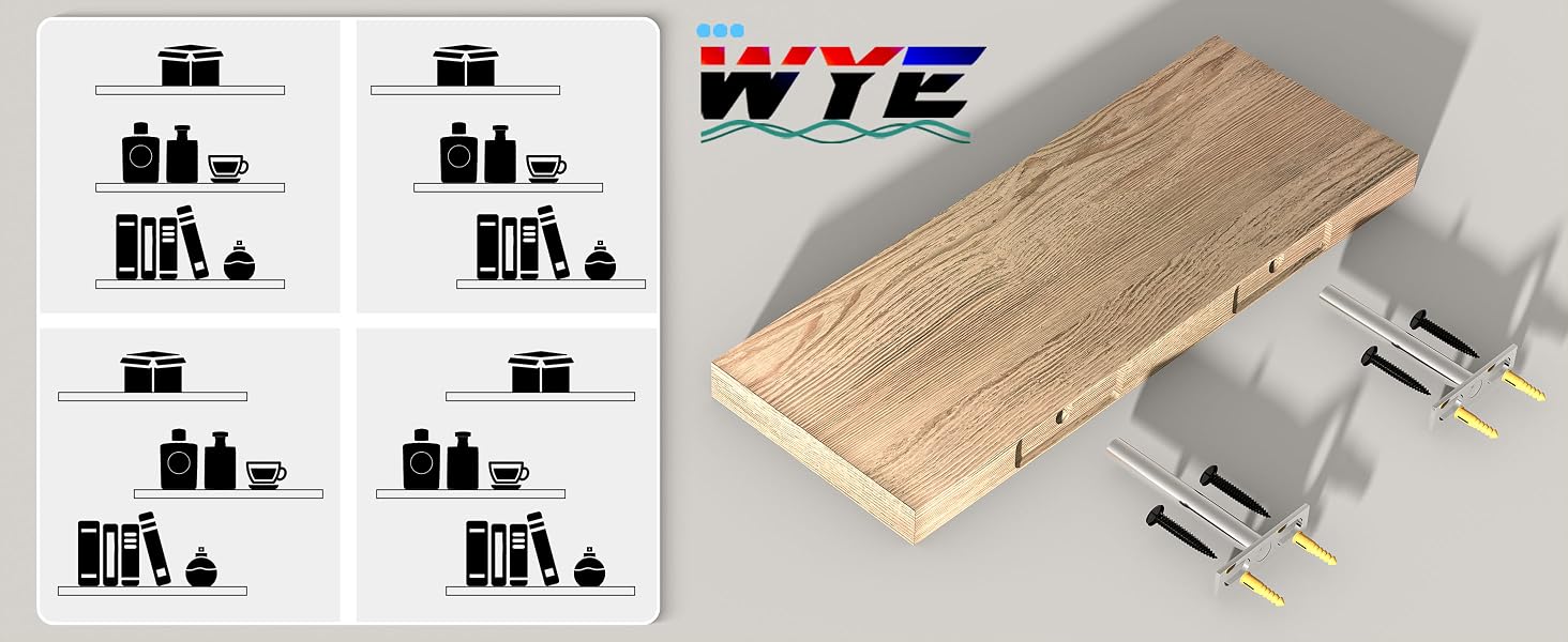 Набір полиць настінних Wyewye Wandregal Holz 3 шт., деревина, 40x15x2.5 см, для спальні, кухні, вітальні, офісу