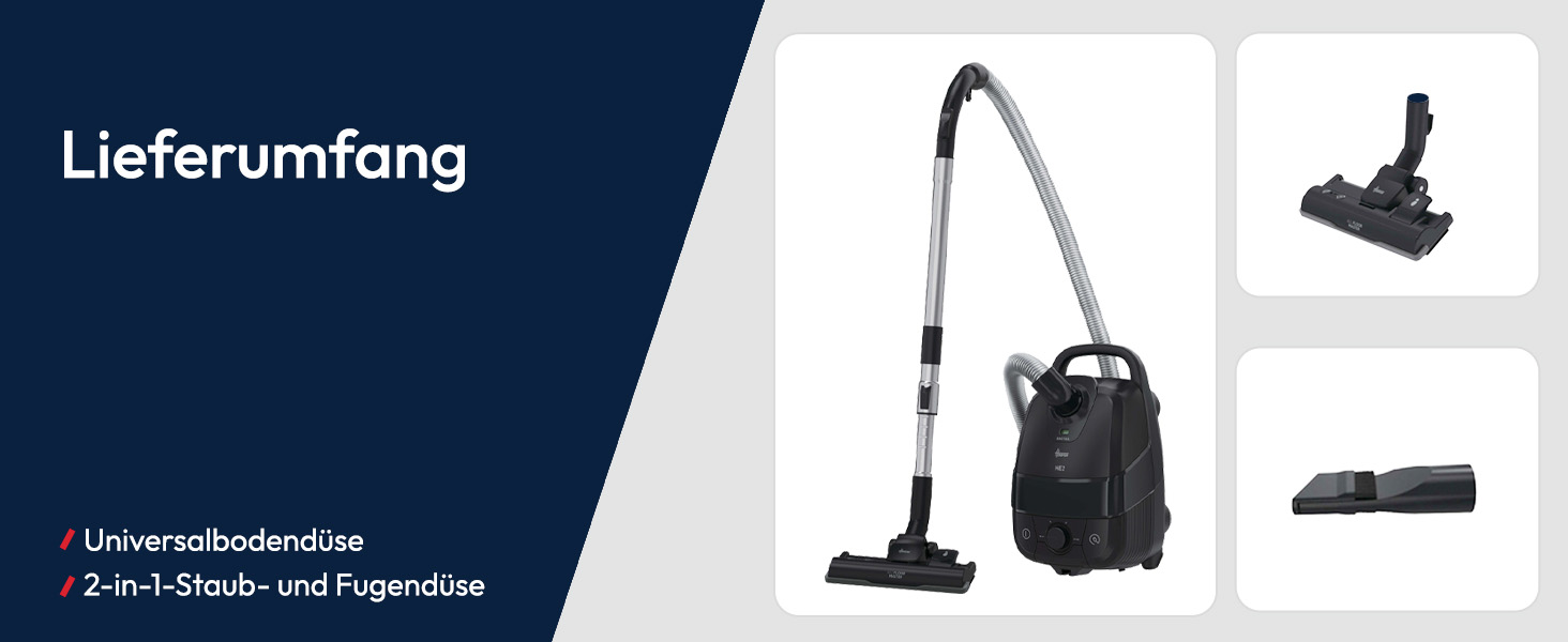 Пилсос Hoover HE2 Kompakter: для твердих поверхонь та килимів, мішок, фільтр EPA, 3.5л, аксесуари, 850W, 10м