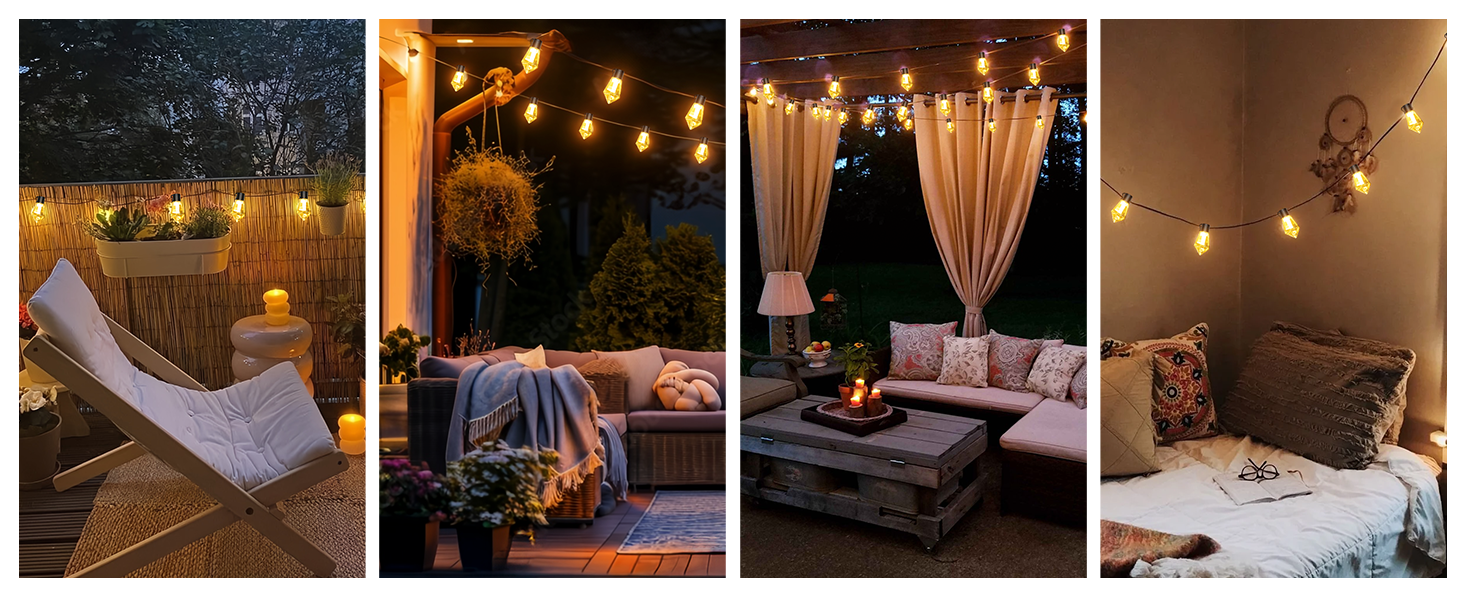 LED гірлянда для вулиці на батарейках з таймером, 9м, 12 лампочок ST64, USB зарядка, 5000mAh, для декору саду, вечірки, весілля, Різдва