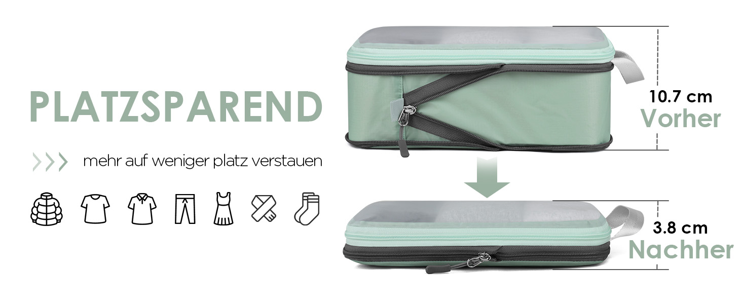 Набір компресійних органайзерів для одягу в подорожі Cipway, 6 шт, сітчасті легкі пакувальні куби для валізи та рюкзака, шавлієво-зелений