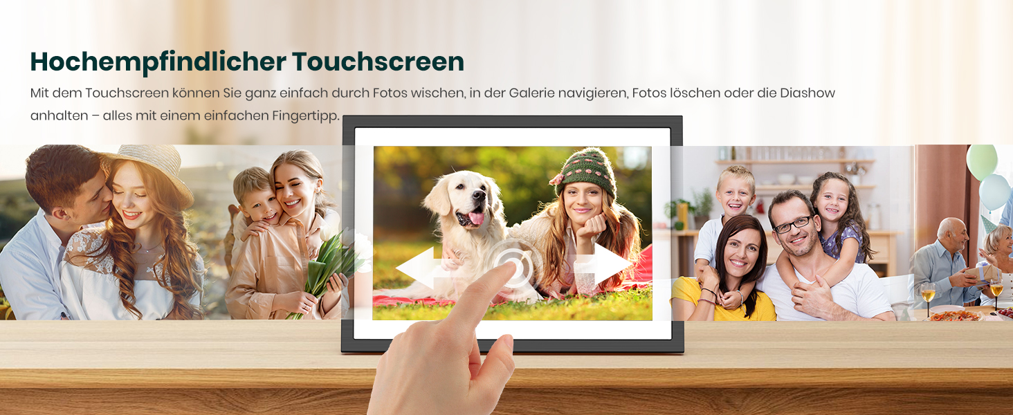 Цифровий фоторамка Frameo 10.1 дюймів: 64GB, 2K сенсорний екран, автоповорот, Frameo App