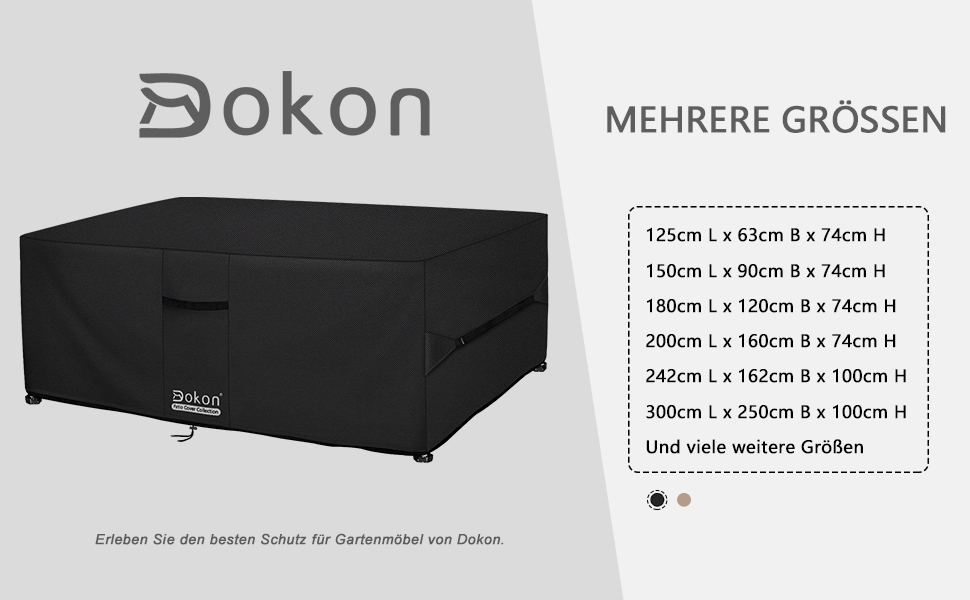 Водонепроникний чохол для садово-патіо меблів Dokon, 242x162x100 см, 420D Oxford, захист від сонця та пилу