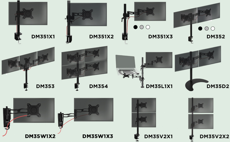 Тримач для монітора Duronic DM35D2 - підставка для 2 моніторів, регульована, VESA 75x100, гнучка, для офісу та дому