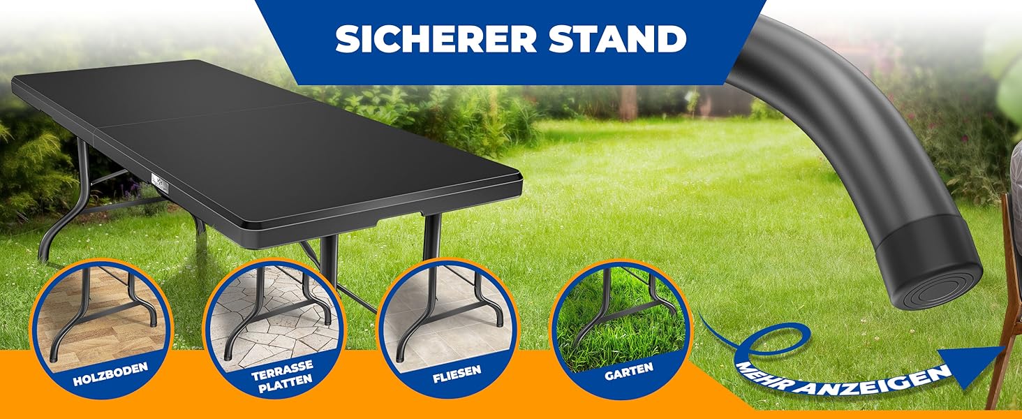 Стол KESSER® для пікніка, кемпінгу та саду, розкладний, 183x76 см, на 6 осіб, з чохлом та ручкою, антрацит