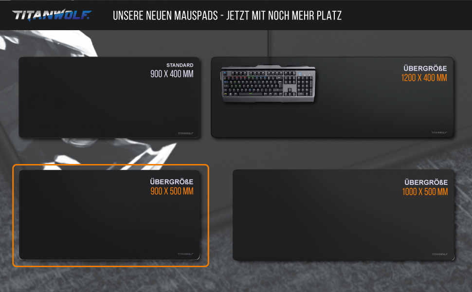 Ігровий килимок для миші Titanwolf XXXL (1200x600мм) — великий геймерський килимок з принтом для миші та клавіатури, чорний