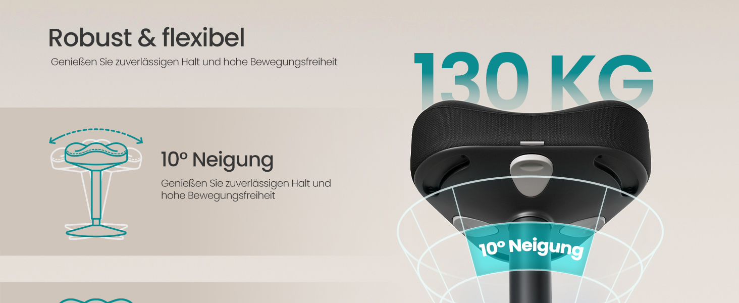 SONGMICS Стілець-табурет для стоячи, регульований по висоті, 48-65.5 см, чорний, OSC018BH01. Активний стул для офісу та дому.