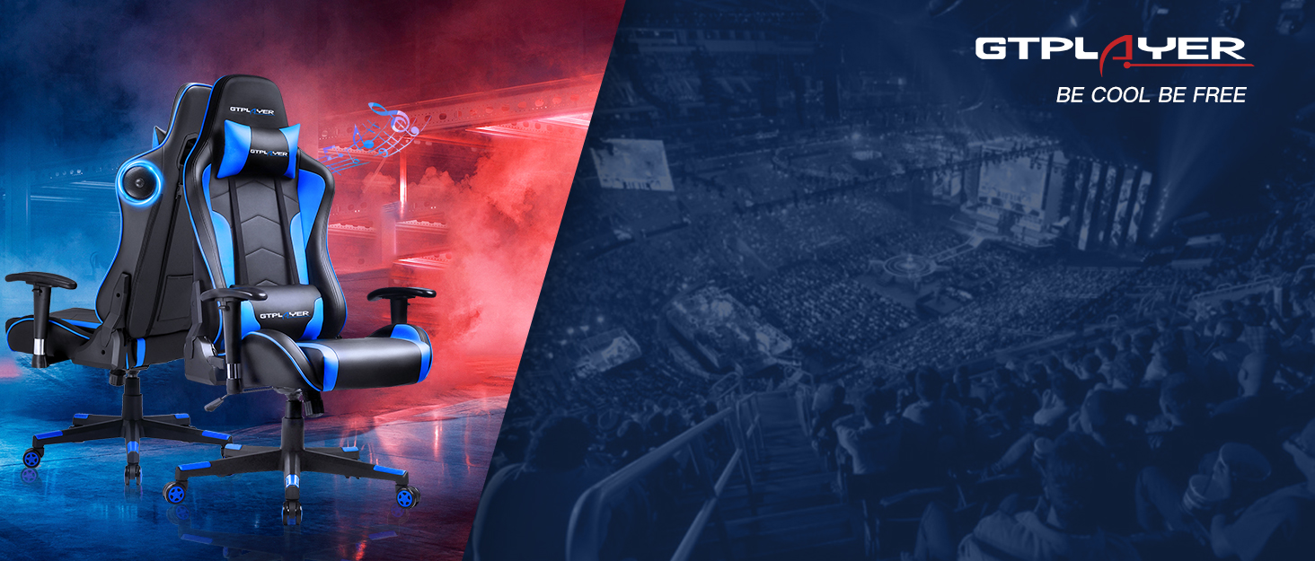 Ергономічне офісне крісло GTPLAYER: геймерське крісло для комп'ютера з підголівником, регульованою поперековою підтримкою та підлокітниками, витримує до 150 кг (Кольорове)