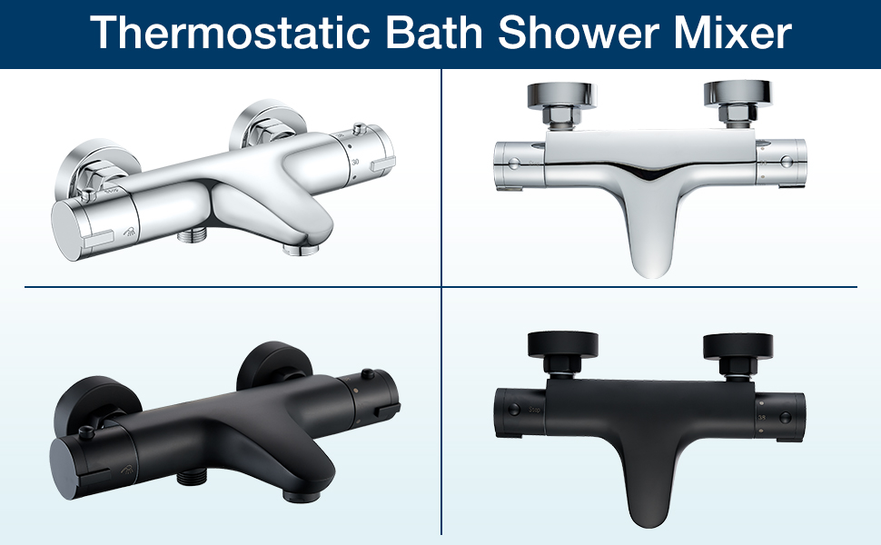 Змішувач для ванни з термостатом, дощова лійка для душу, хром. Змішувач для ванни з термостатом для 2 споживачів