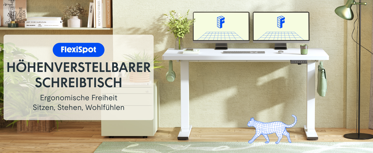 Регульований стіл FLEXISPOT 160x80 см з LED-дисплеєм та пам'яттю (білий), з гачками та монолітною стільницею