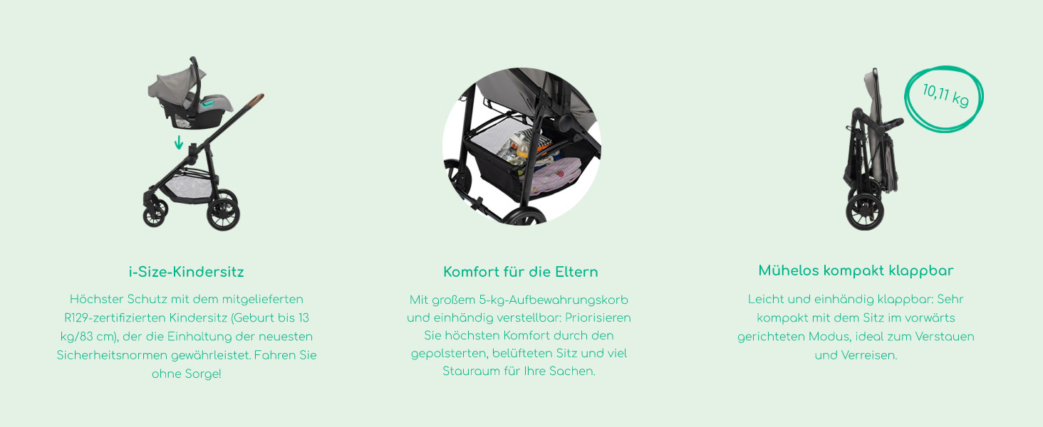 Дитяча коляска Bebeconfort Haze Trio 3-в-1, 0-4 роки, до 22 кг, i-Size, компактна, Tinted Stone