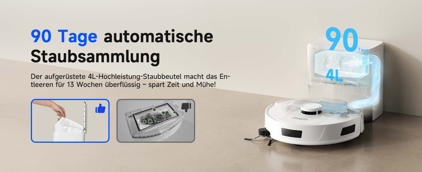 Робот-пилосос Redkey R11 з функцією миття, 20000Pa, док-станція 4L, захист від намотування волосся, LiDAR навігація, керування через додаток, для килимів та шерсті тварин