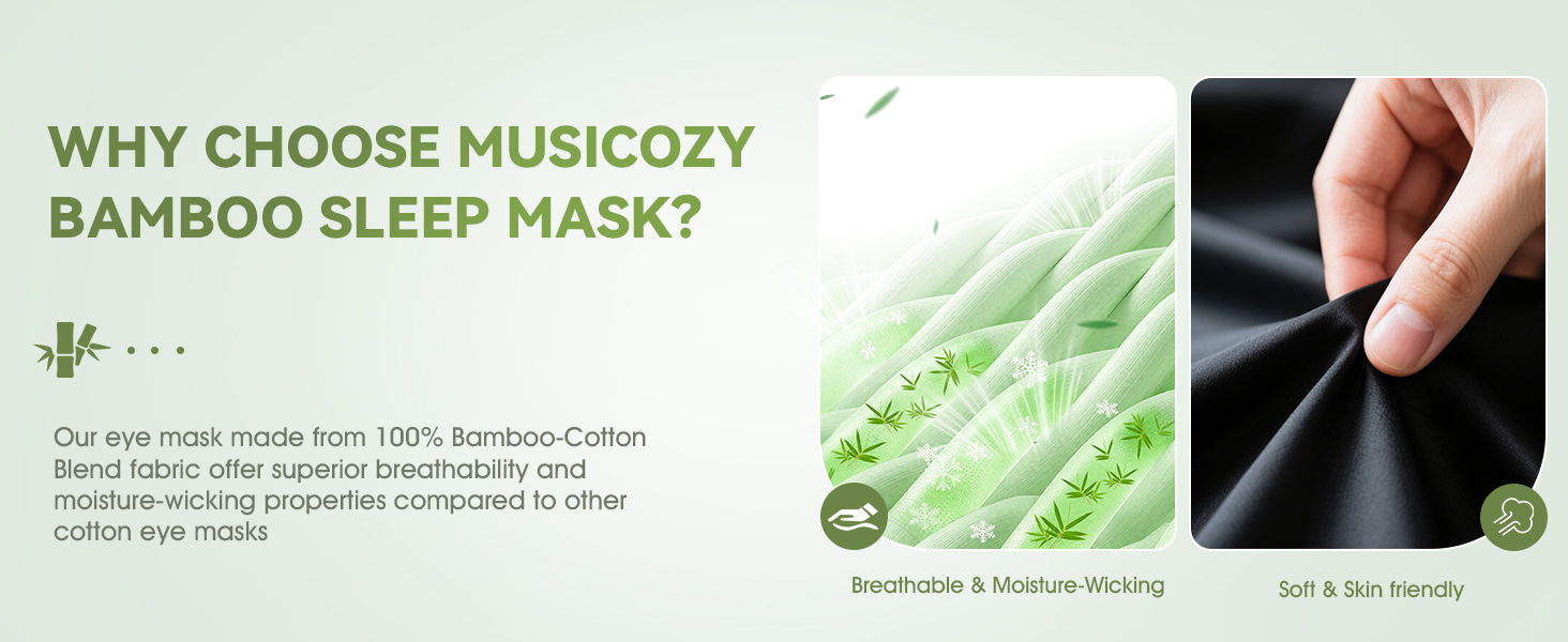 Маска для сну з навушниками Musicozy | 3D маска для сну з Bluetooth 5.4, м'яка бамбукова тканина, для подорожей та відпочинку