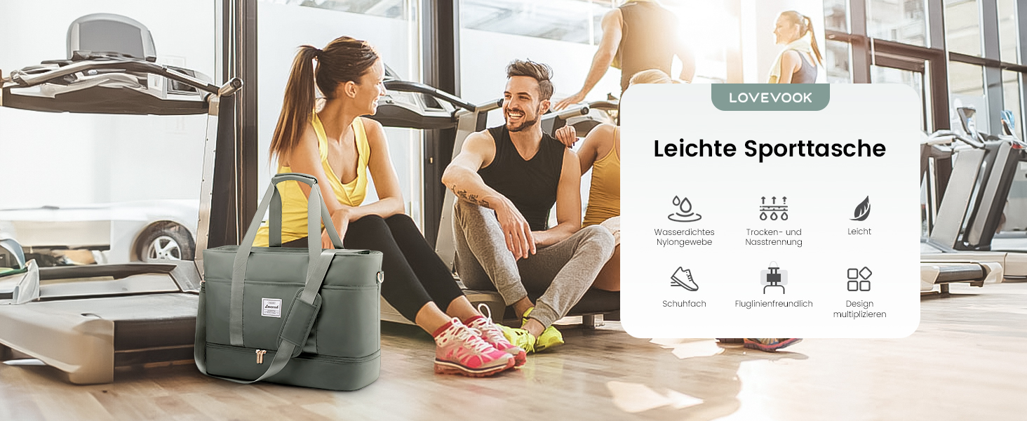 Сумка-мішок LOVEVOOK для жінок, 42L, водонепроникна, з відділенням для взуття, для подорожей, спортзалу, басейну, пологів, Ryanair